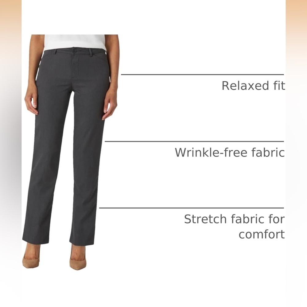 Lee Charcoal Heather Wrinkle-Free Pants Straight Leg Pant size 18 - Picture 3 of 10